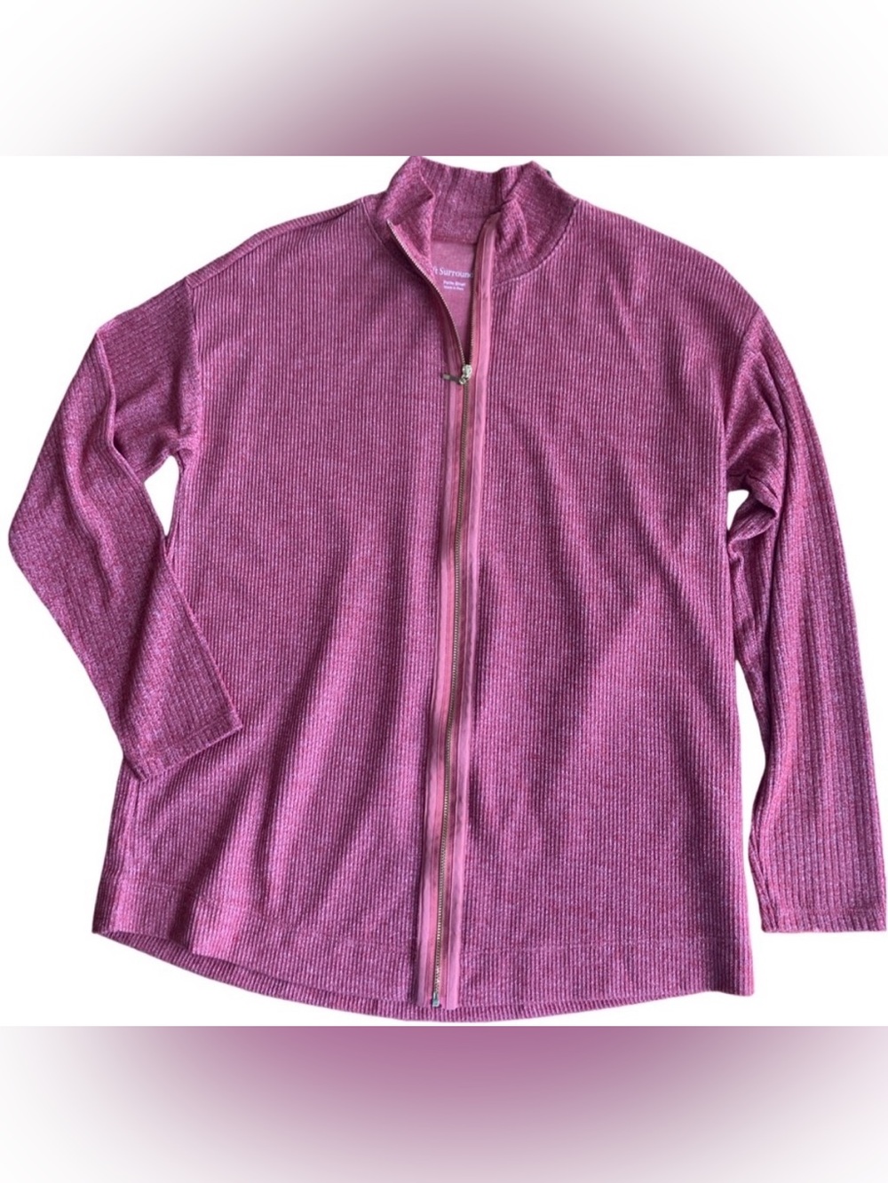 Soft Surroundings Women's Top Lhami Zip Front  Size S Heather Red
